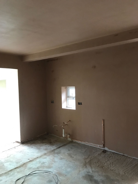 Plastered ready for kitchen fit