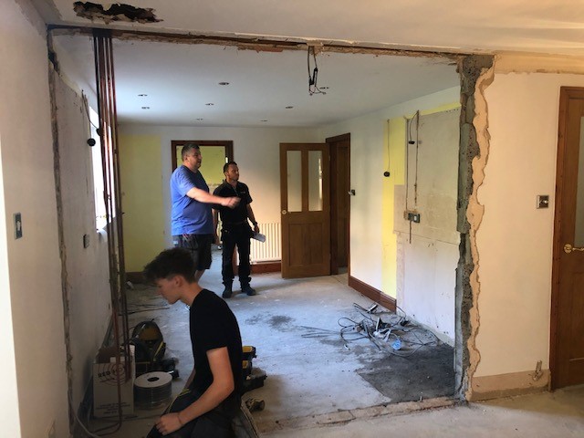 KITCHEN OUT, WALL OUT, ELECTRICS UNDERWAY